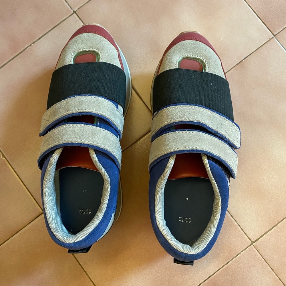 Zara suede and leather platform sneakers